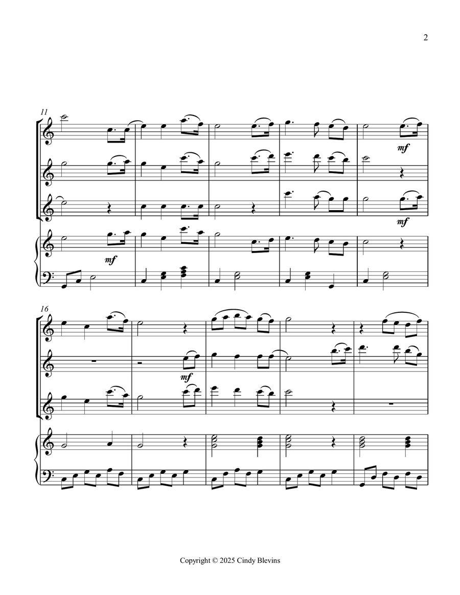 Rock of Ages, for Three Flutes and Piano Small Ensemble scores gallery preview page 3