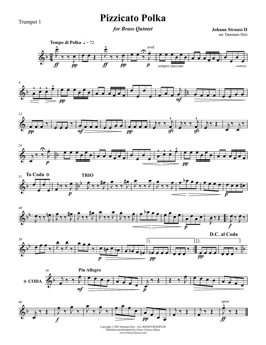 Pizzicato Polka for Brass Quintet Brass Quintet scores gallery preview page 4