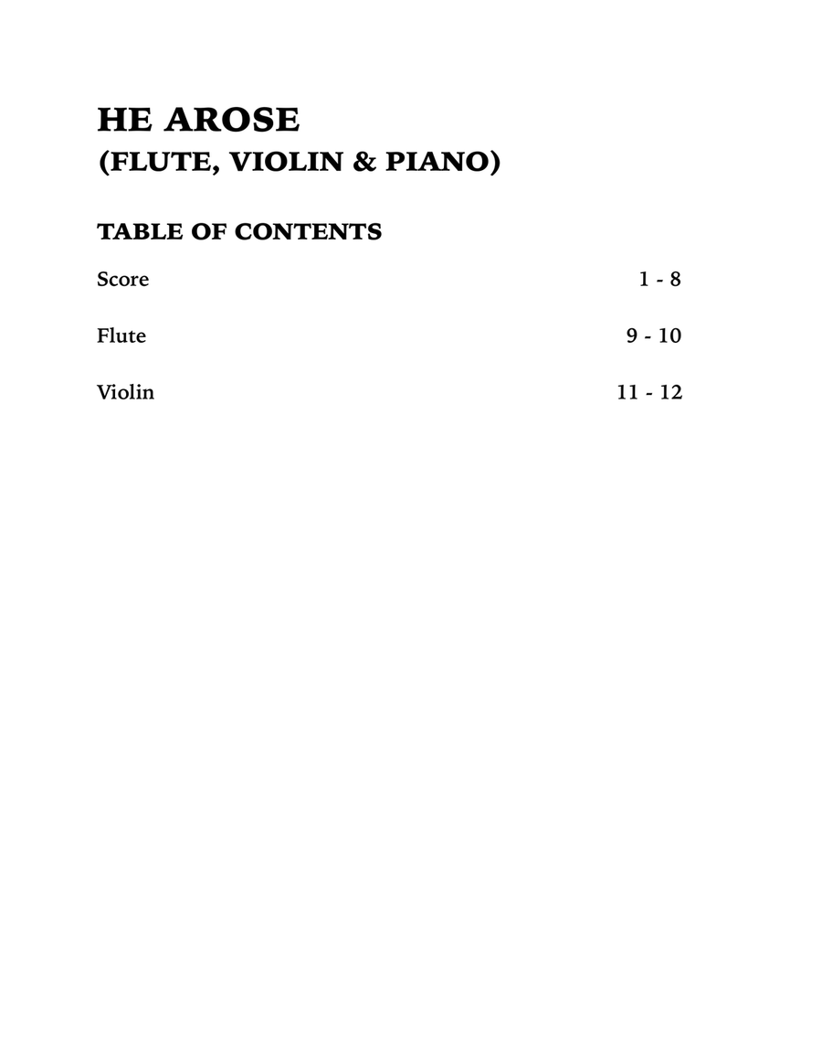 He Arose (Trio for Flute, Violin and Piano) Small Ensemble scores gallery preview page 4