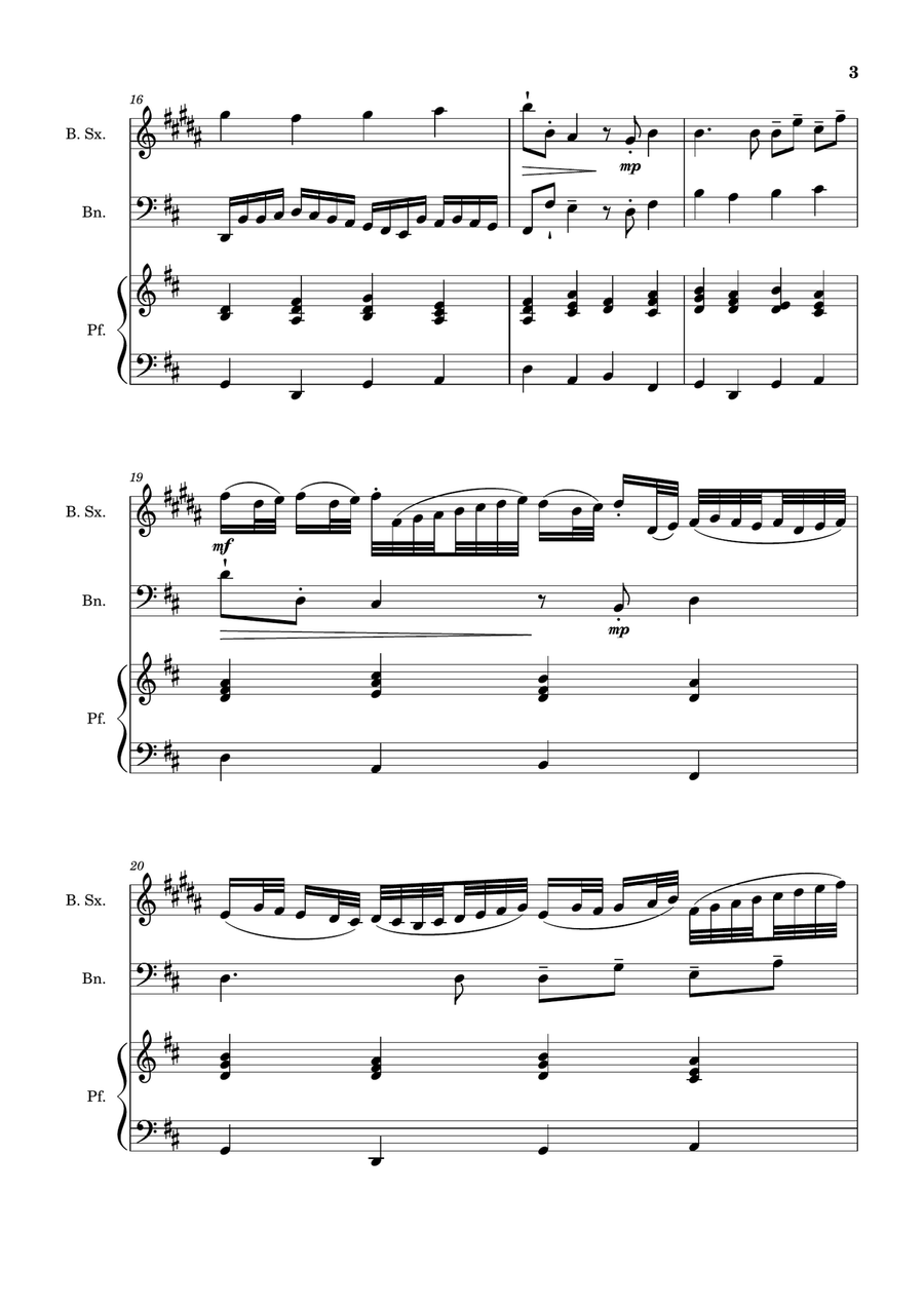 Canon in D Major, P.37; T.337. B. Sax, Bassoon and Piano. Score and Parts Woodwind Duet scores gallery preview page 3