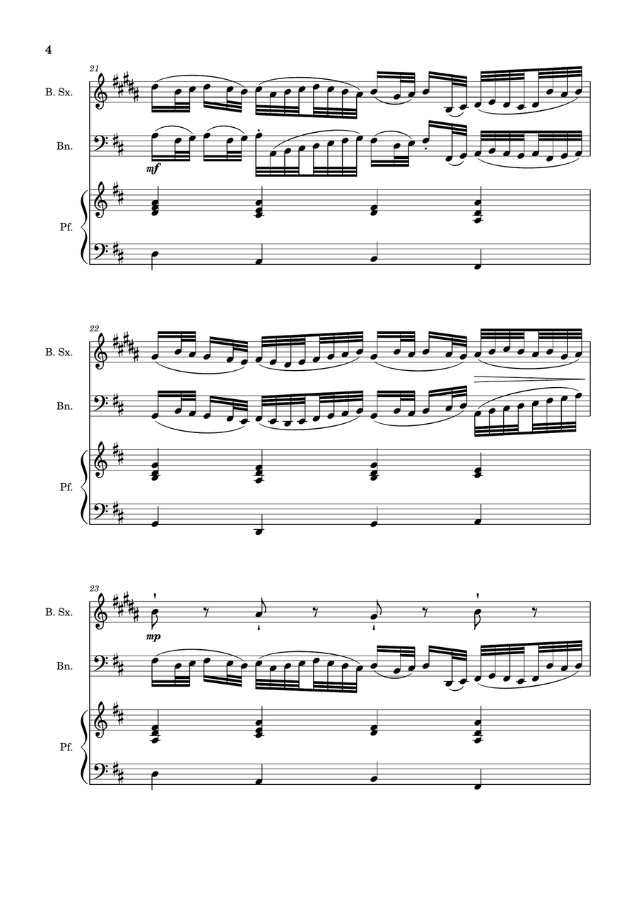 Canon in D Major, P.37; T.337. B. Sax, Bassoon and Piano. Score and Parts Woodwind Duet scores gallery preview page 4