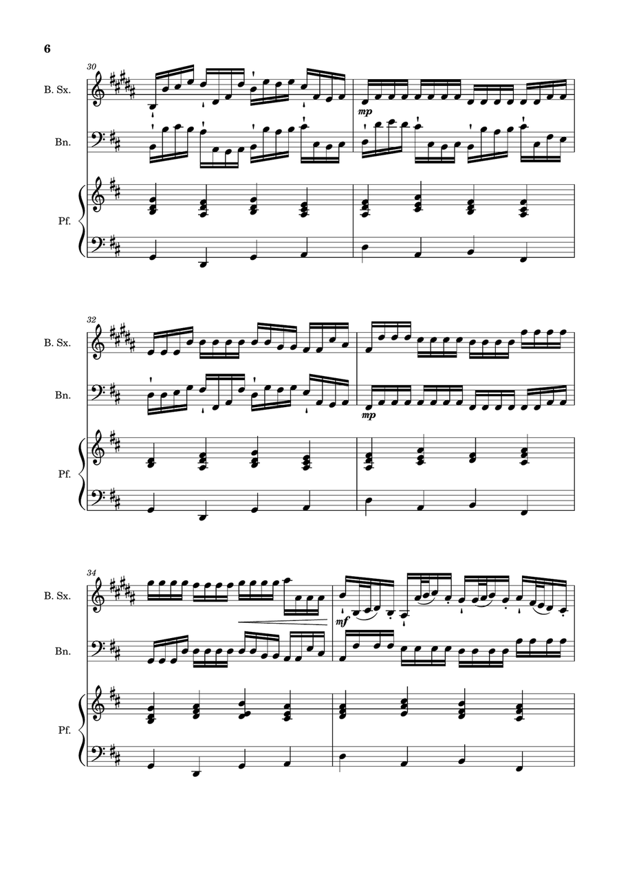 Canon in D Major, P.37; T.337. B. Sax, Bassoon and Piano. Score and Parts Woodwind Duet scores gallery preview page 6