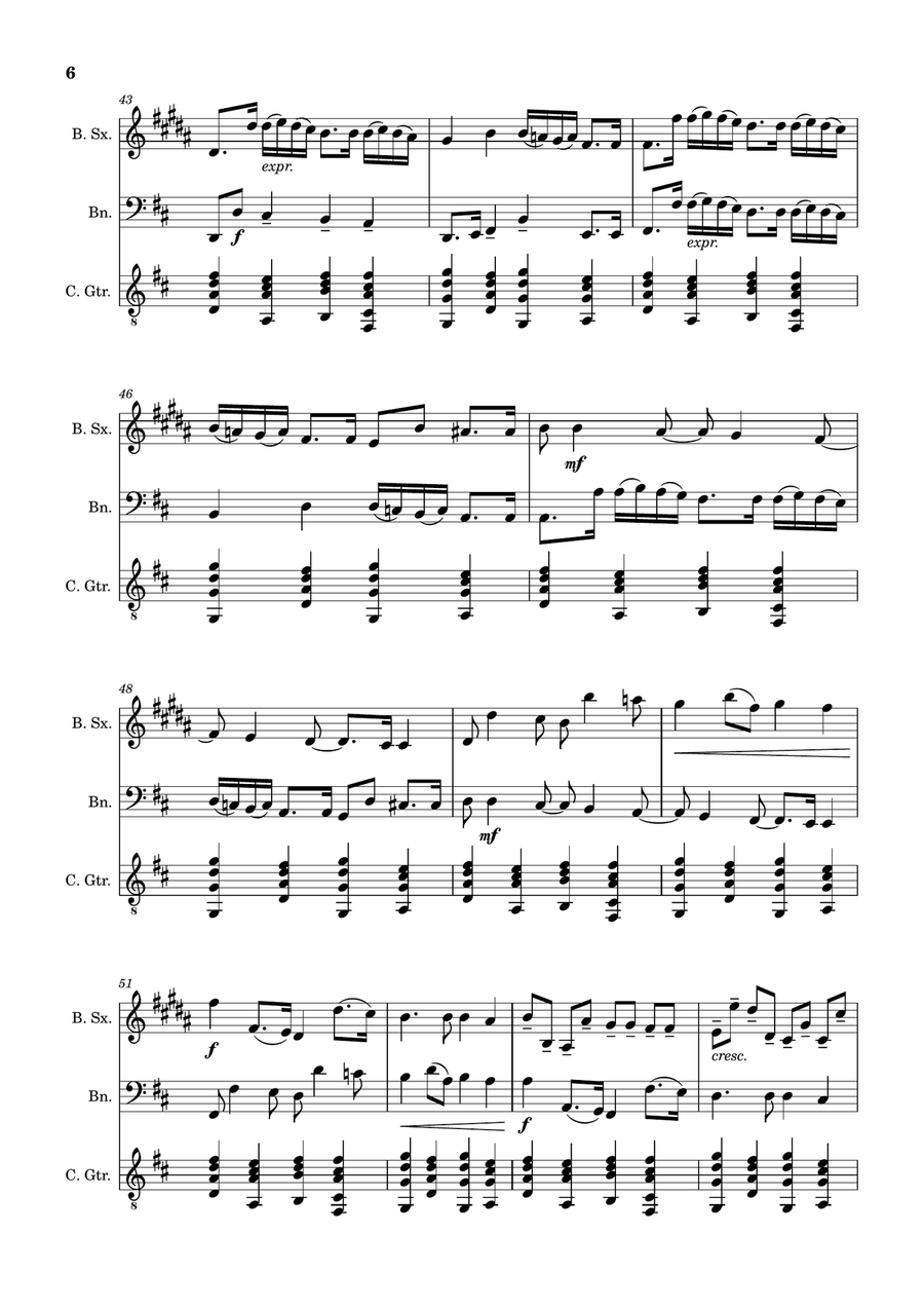Canon in D Major, P.37; T.337. B. Sax, Bassoon and Guitar. Score and Parts Chamber Music scores gallery preview page 6