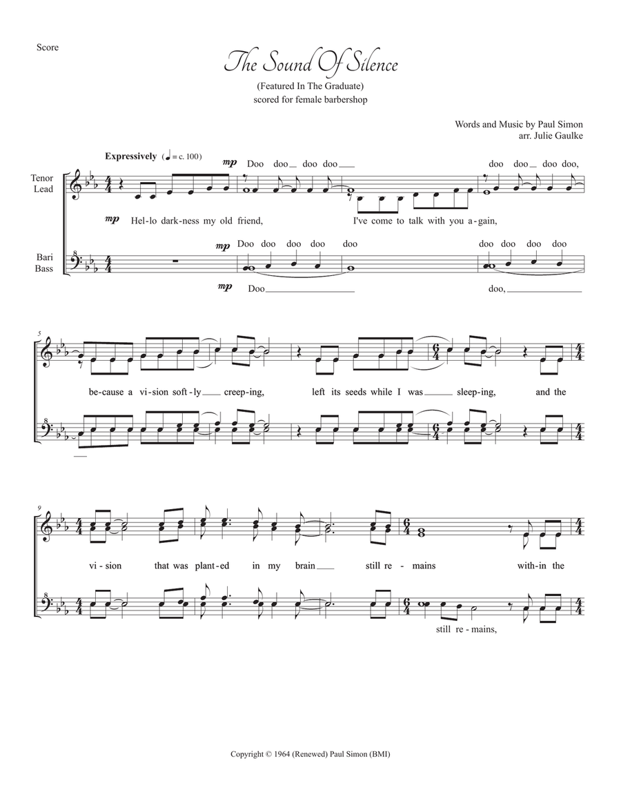 The Sound Of Silence The Sound Of Silence SSAA scores gallery preview page 1