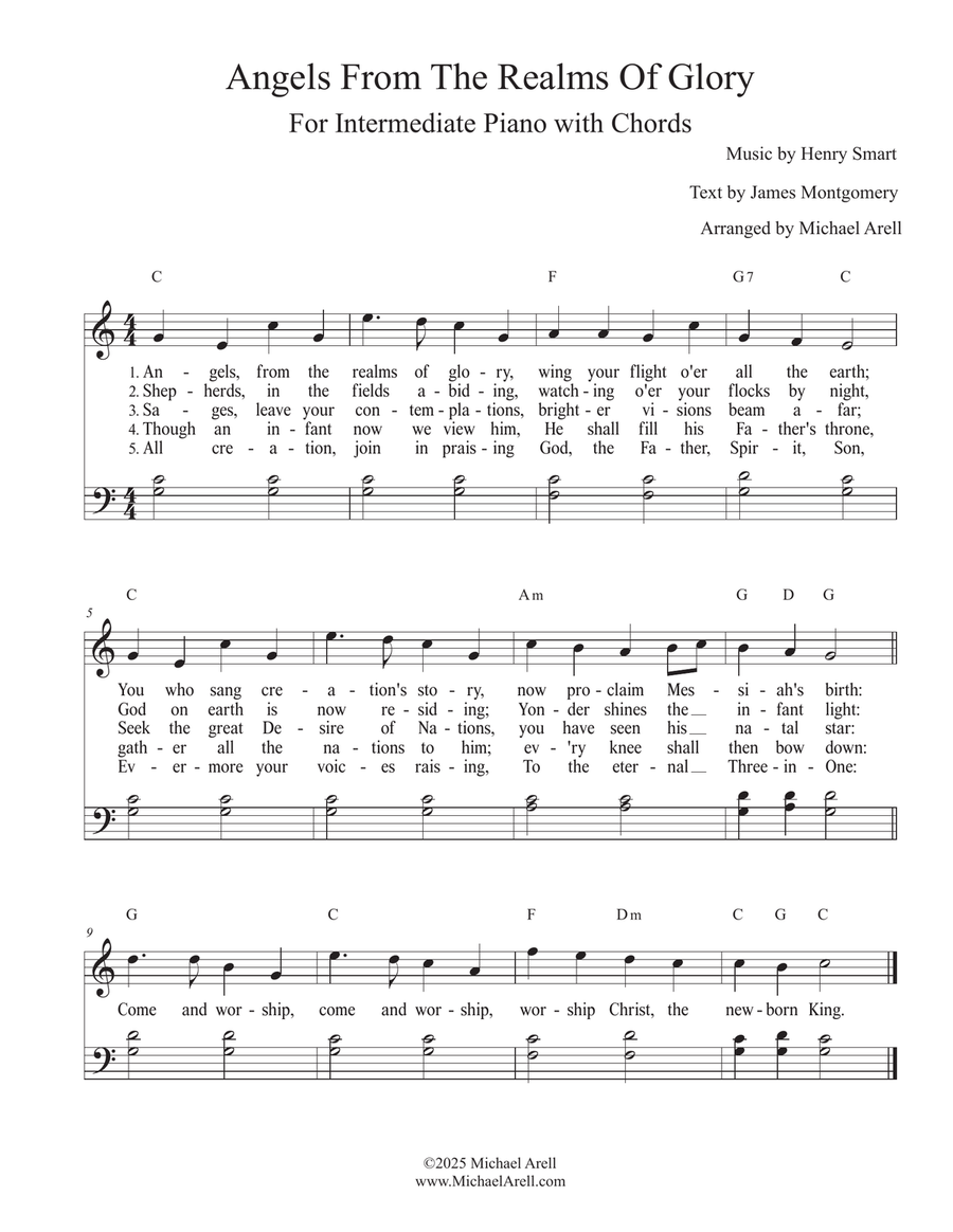 Angels From The Realms Of Glory for Piano Easy Piano scores gallery preview page 2