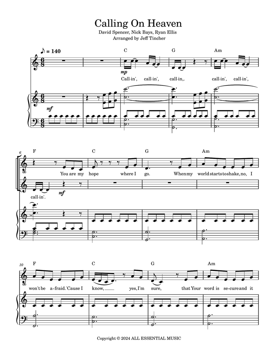 Calling On Heaven Calling On Heaven Piano, Vocal scores gallery preview page 2