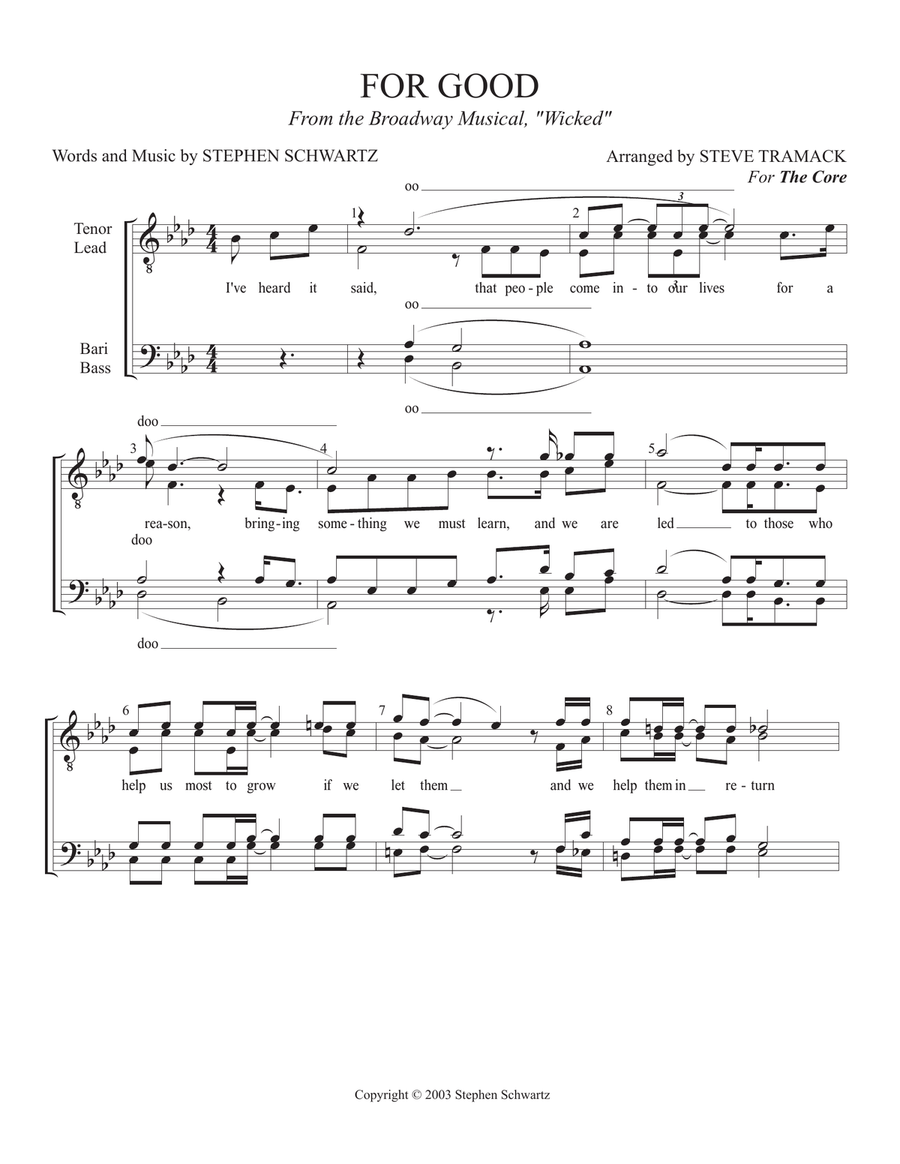 For Good For Good TTBB scores gallery preview page 1