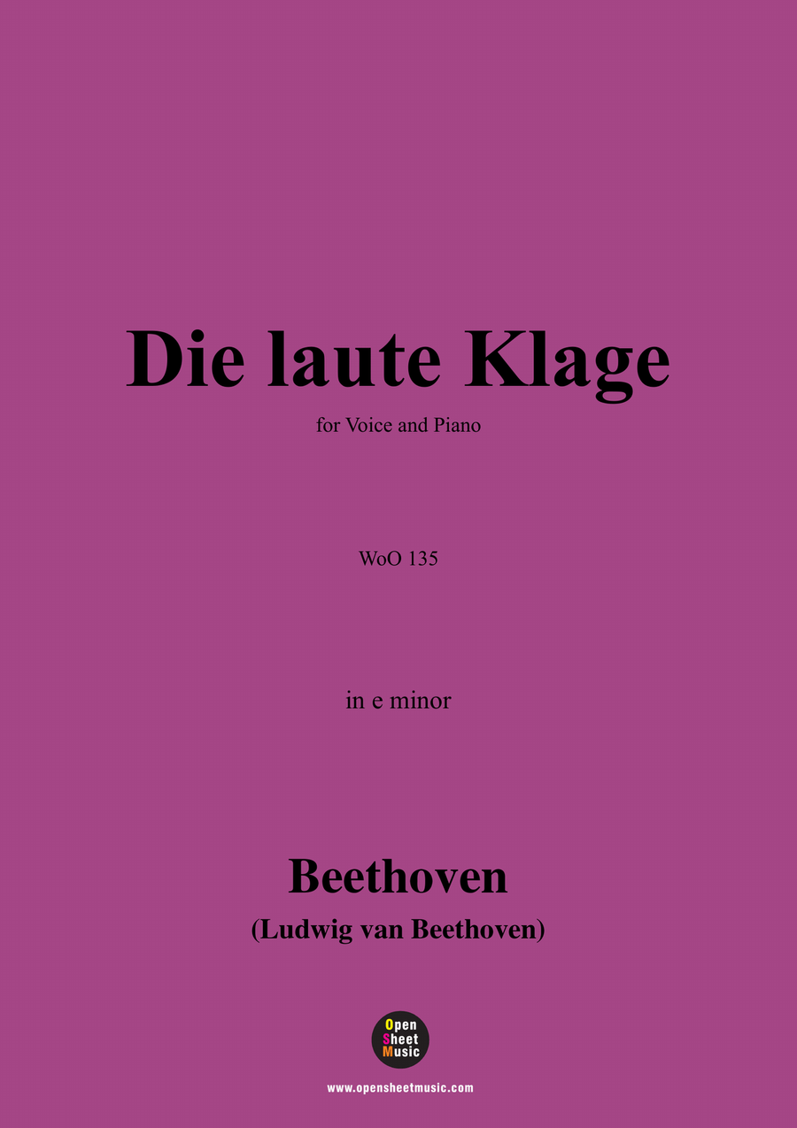 Beethoven-Die laute Klage,WoO 135,in e minor Piano, Vocal scores gallery preview page 1