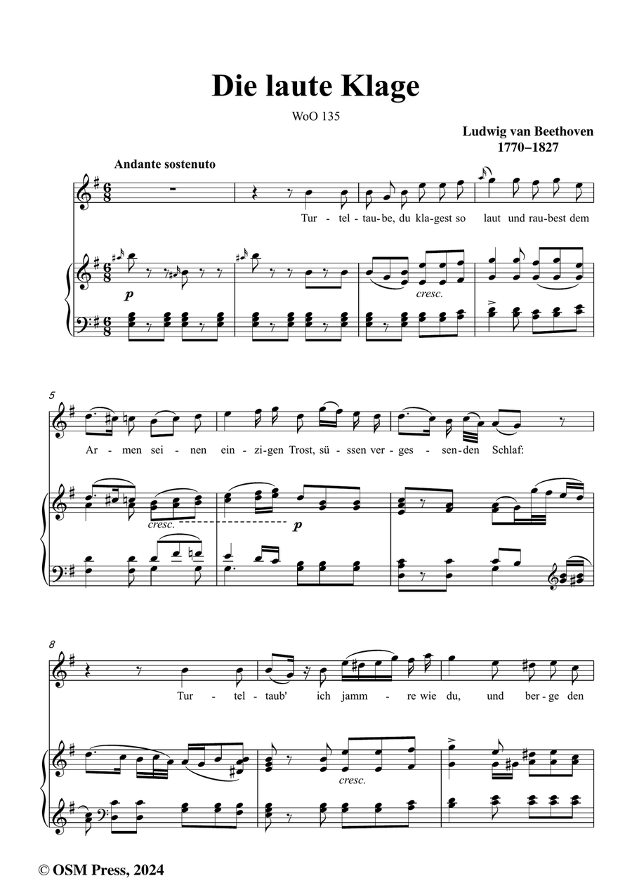 Beethoven-Die laute Klage,WoO 135,in e minor Piano, Vocal scores gallery preview page 2