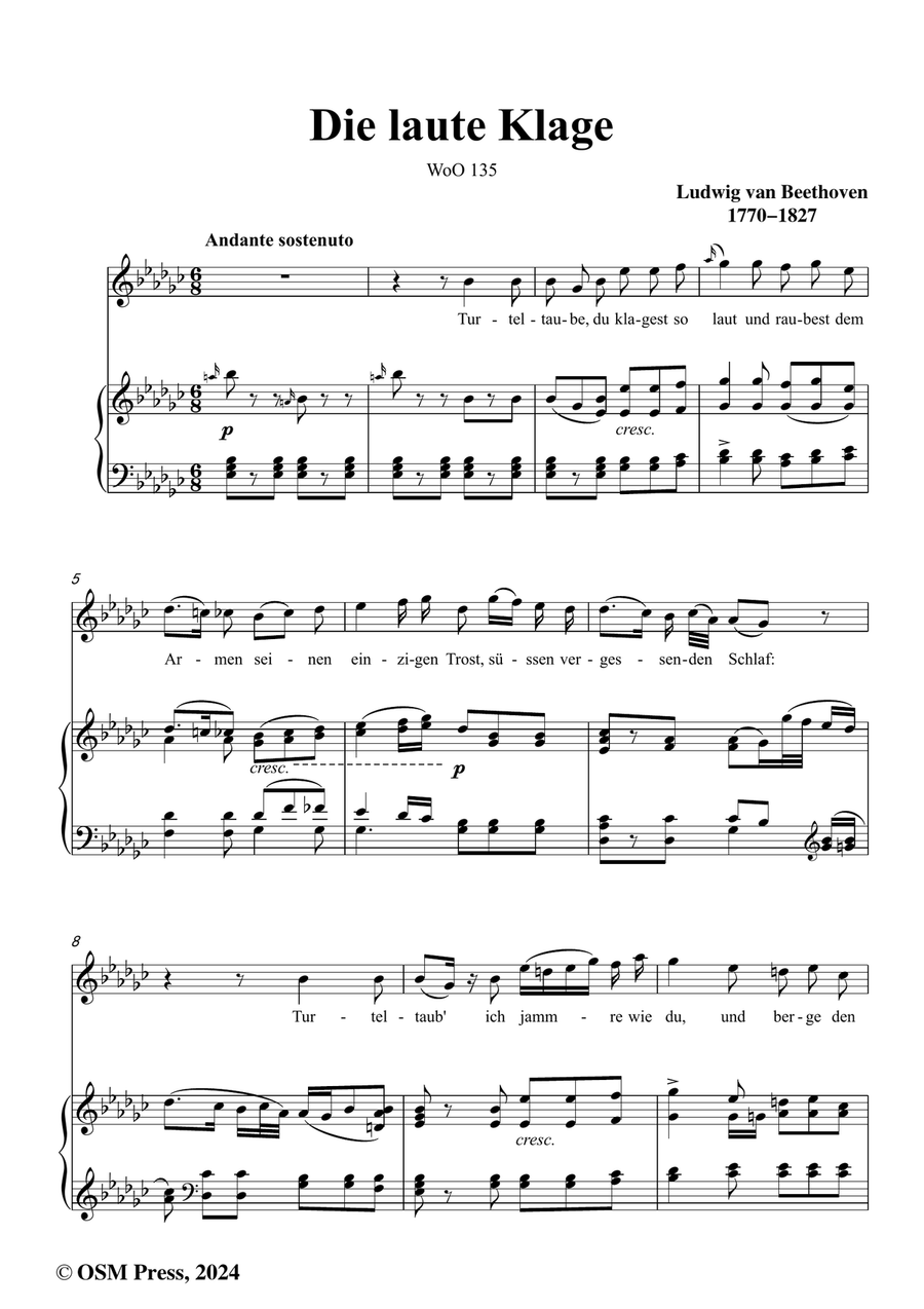 Beethoven-Die laute Klage,WoO 135,in e flat minor Piano, Vocal scores gallery preview page 2