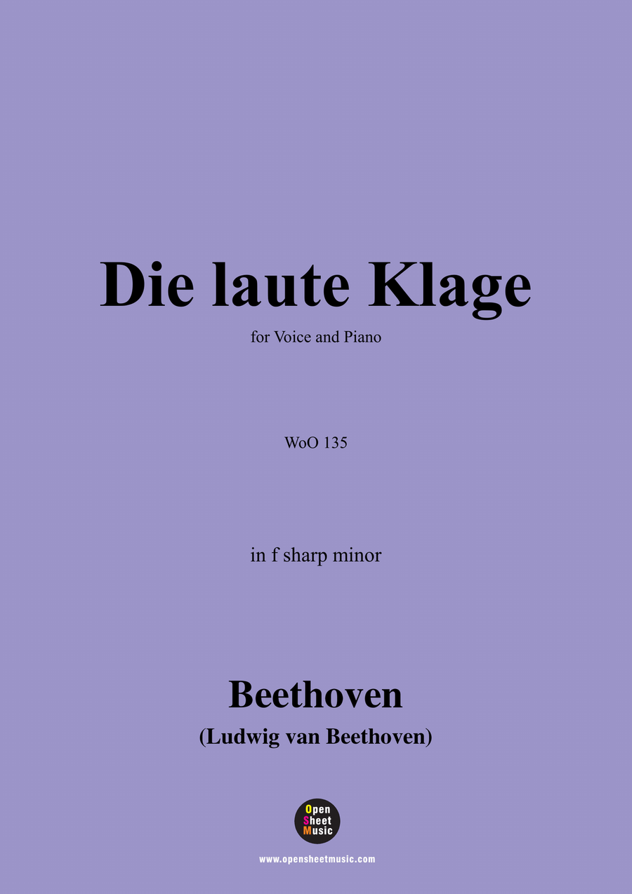 Beethoven-Die laute Klage,WoO 135,in f sharp minor Piano, Vocal scores gallery preview page 1