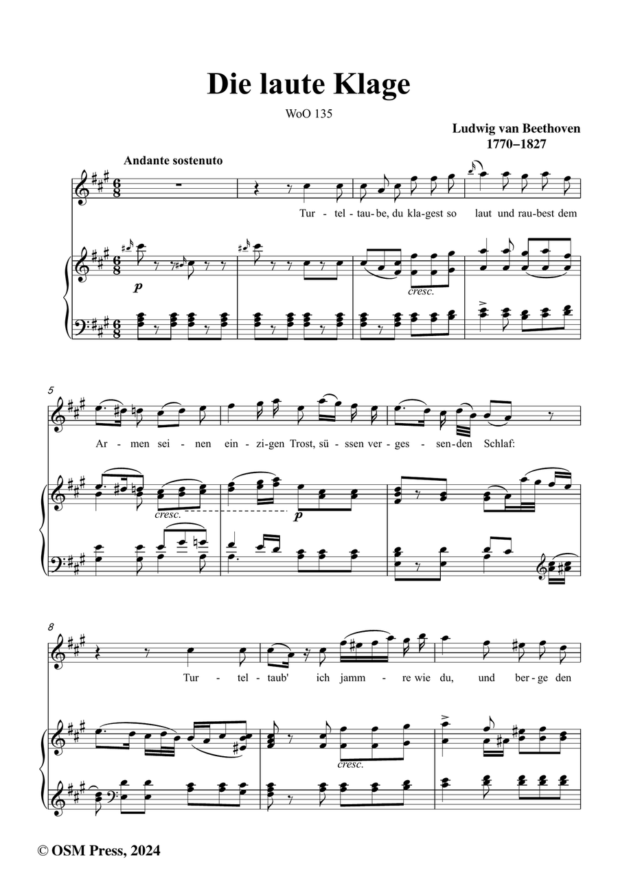 Beethoven-Die laute Klage,WoO 135,in f sharp minor Piano, Vocal scores gallery preview page 2