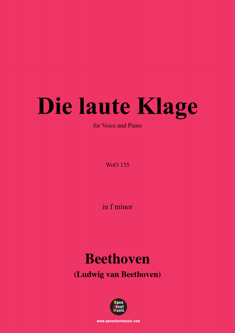 Beethoven-Die laute Klage,WoO 135,in f minor Piano, Vocal scores gallery preview page 1