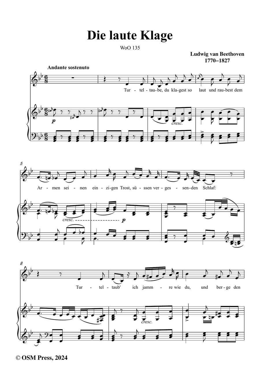 Beethoven-Die laute Klage,WoO 135,in g minor Piano, Vocal scores gallery preview page 2