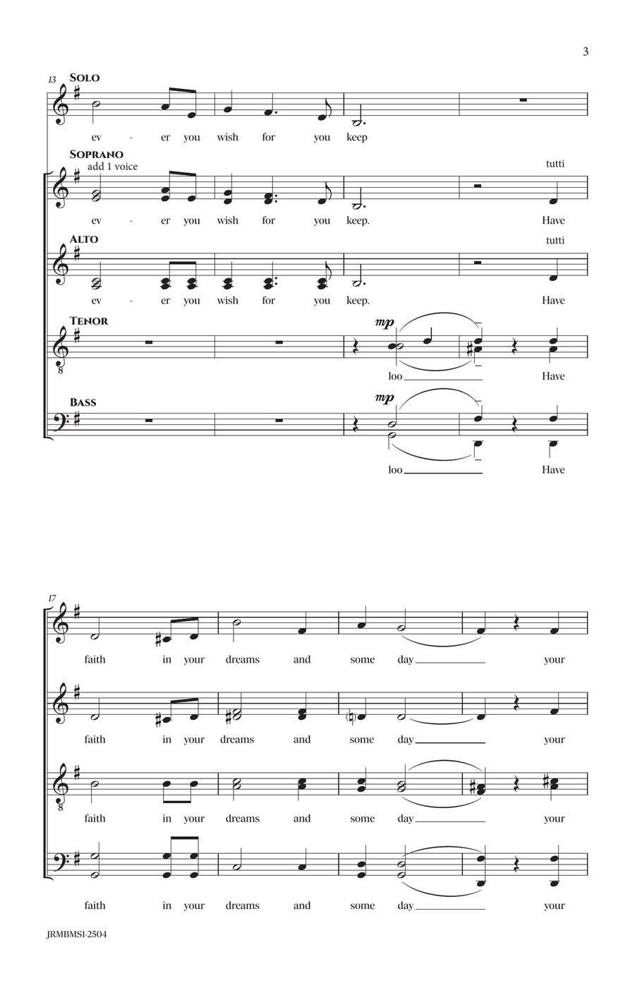 Medley: A Dream Is A Wish Your Heart Makes with Ten Minutes Ago, So This Is Love, and There's Mus... Divisi scores gallery preview page 3