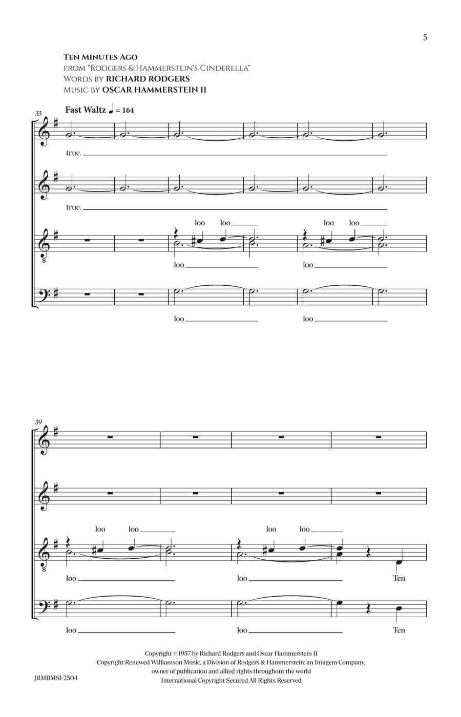Medley: A Dream Is A Wish Your Heart Makes with Ten Minutes Ago, So This Is Love, and There's Mus... Divisi scores gallery preview page 5