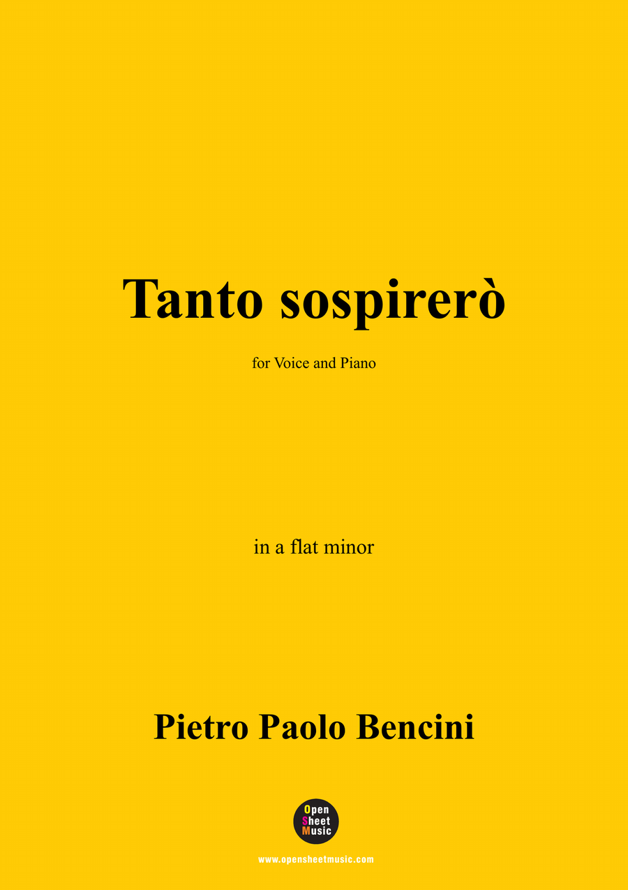 P. P. Bencini-Tanto sospirerò,in a flat minor Piano, Vocal scores gallery preview page 1