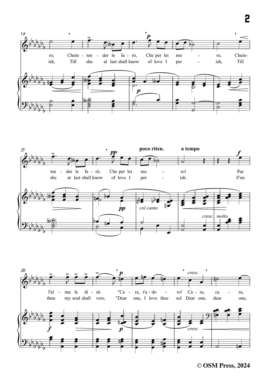 P. P. Bencini-Tanto sospirerò,in a flat minor Piano, Vocal scores gallery preview page 3