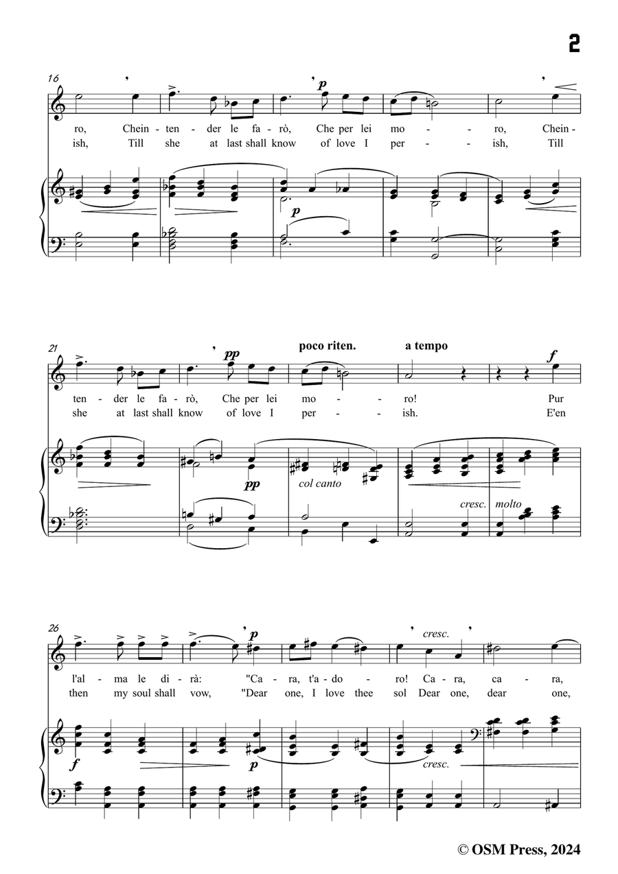 P. P. Bencini-Tanto sospirerò,in a minor Piano, Vocal scores gallery preview page 3