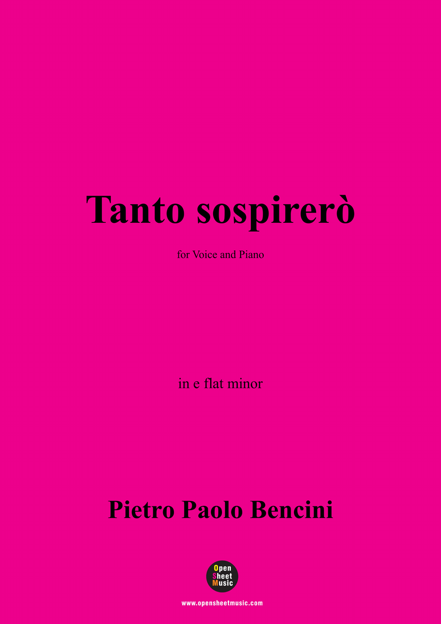 P. P. Bencini-Tanto sospirerò,in e flat minor Piano, Vocal scores gallery preview page 1