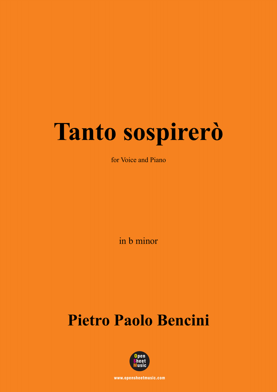 P. P. Bencini-Tanto sospirerò,in b minor Piano, Vocal scores gallery preview page 1