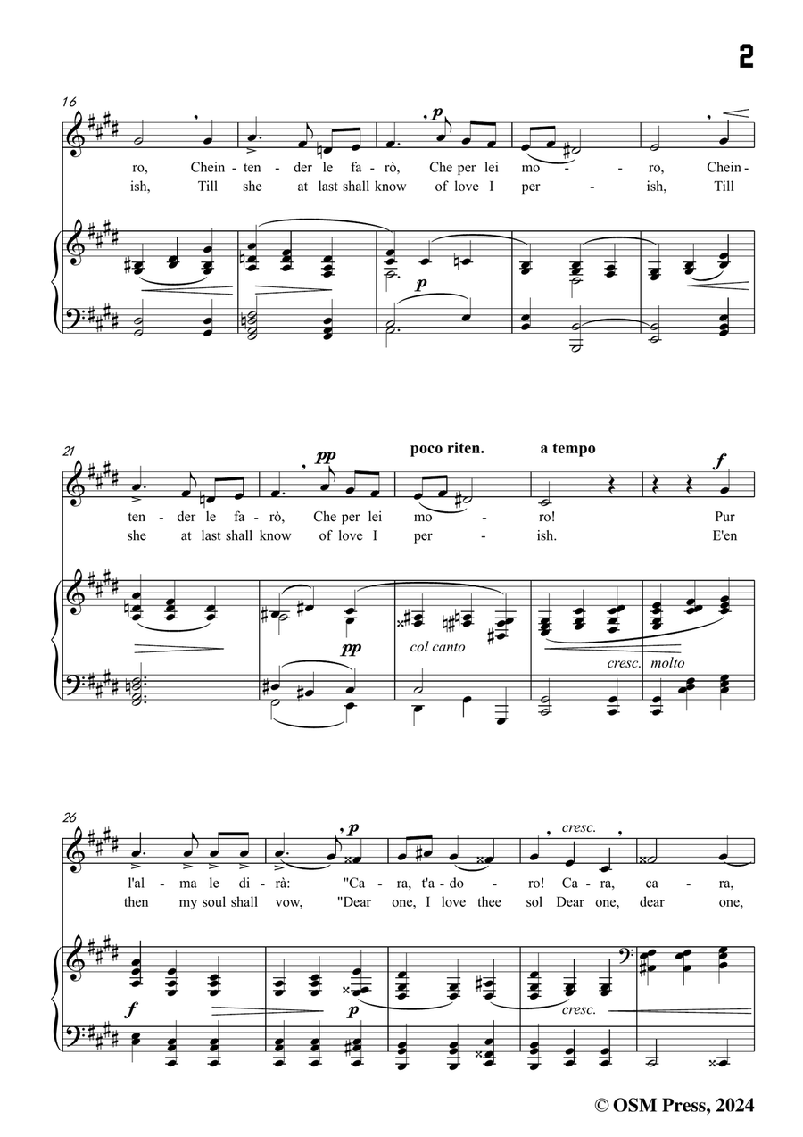 P. P. Bencini-Tanto sospirerò,in c sharp minor Piano, Vocal scores gallery preview page 3