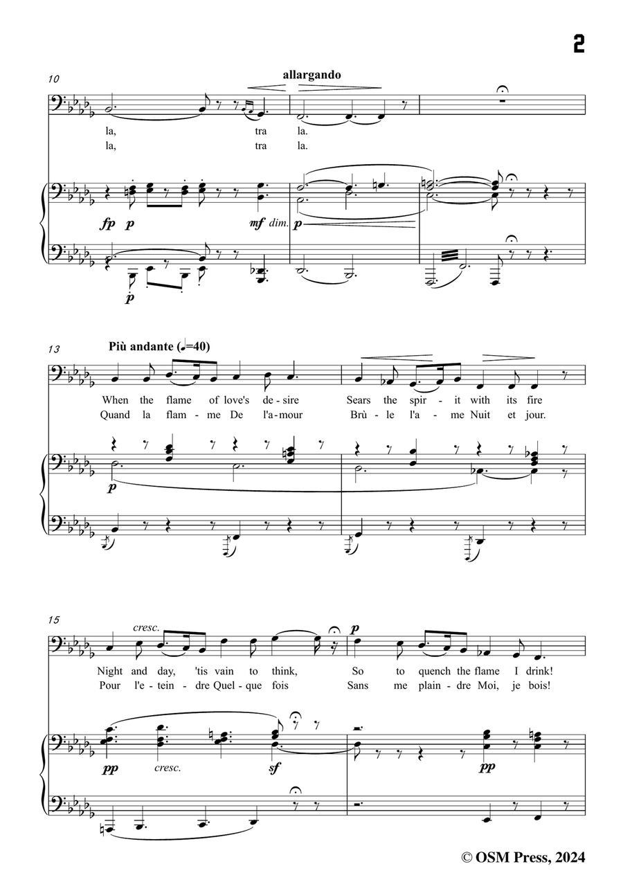 Bizet-Quand la flamme de l'amour,in b flat minor Piano, Vocal scores gallery preview page 3