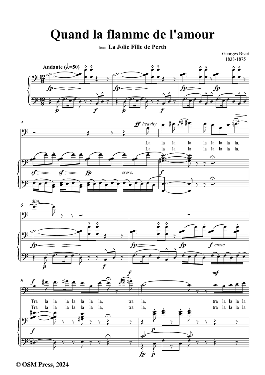 Bizet-Quand la flamme de l'amour,in a minor Piano, Vocal scores gallery preview page 2