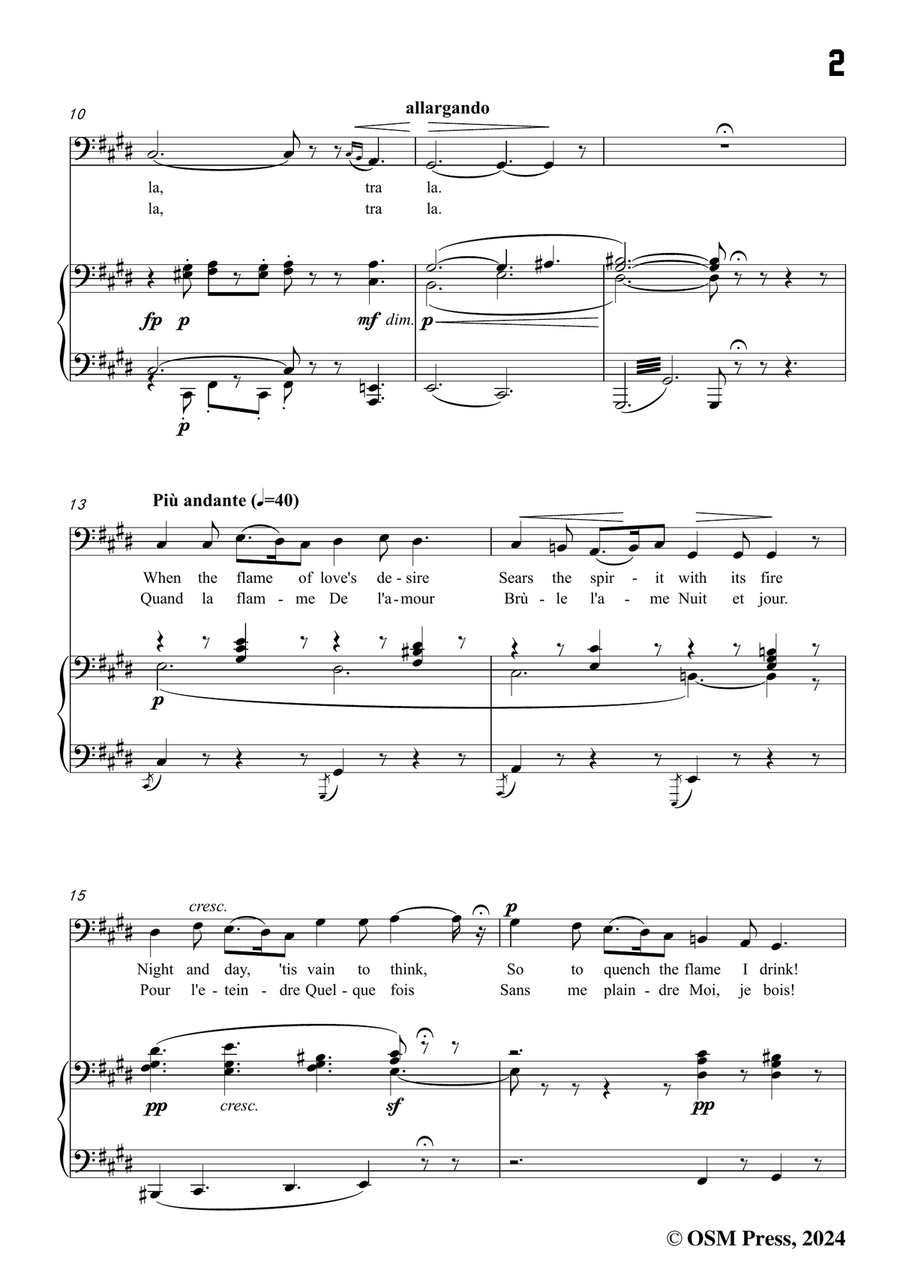 Bizet-Quand la flamme de l'amour,in c sharp minor Piano, Vocal scores gallery preview page 3