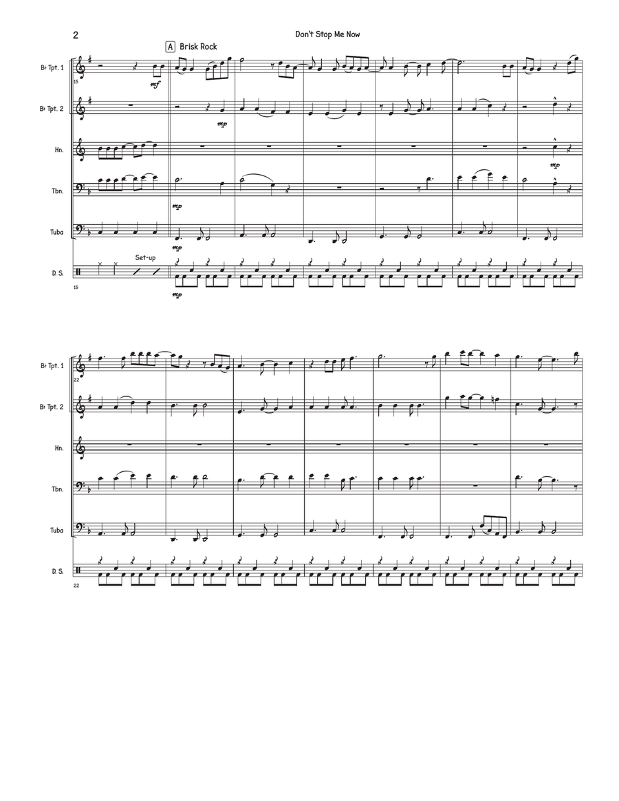 Don't Stop Me Now Don't Stop Me Now Brass Quintet scores gallery preview page 2