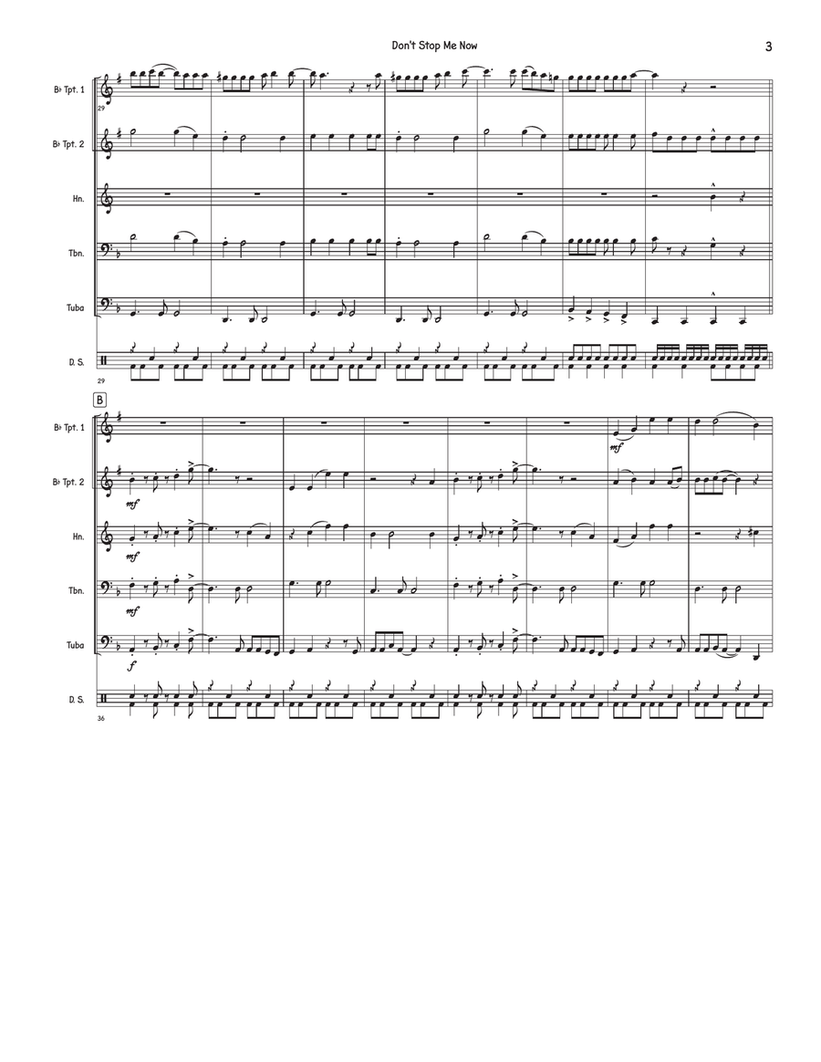 Don't Stop Me Now Don't Stop Me Now Brass Quintet scores gallery preview page 3