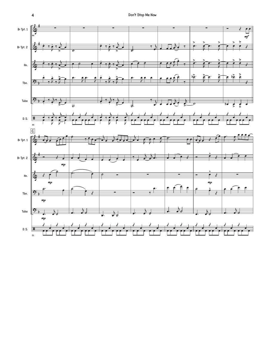 Don't Stop Me Now Don't Stop Me Now Brass Quintet scores gallery preview page 4