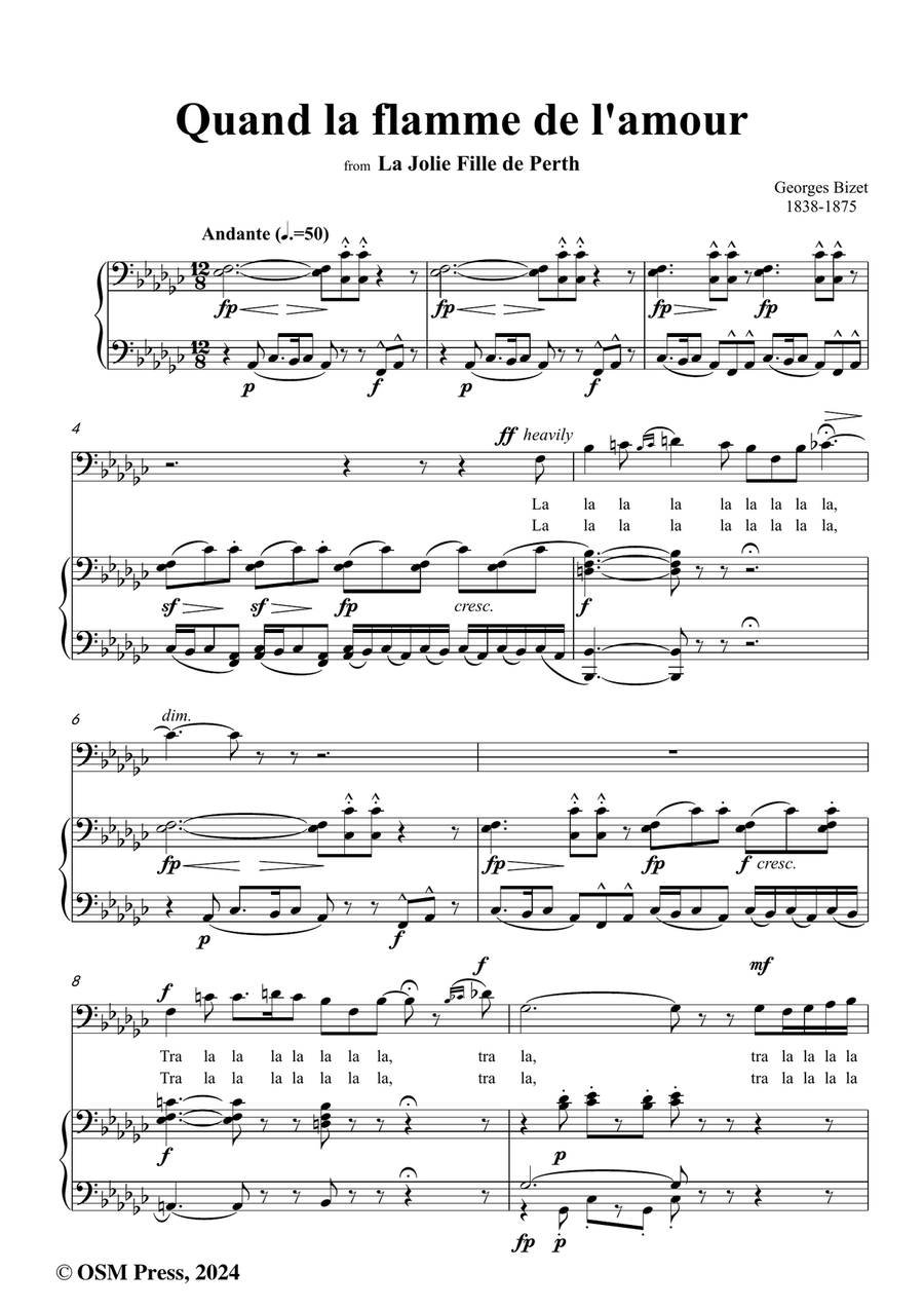 Bizet-Quand la flamme de l'amour,in e flat minor Piano, Vocal scores gallery preview page 2