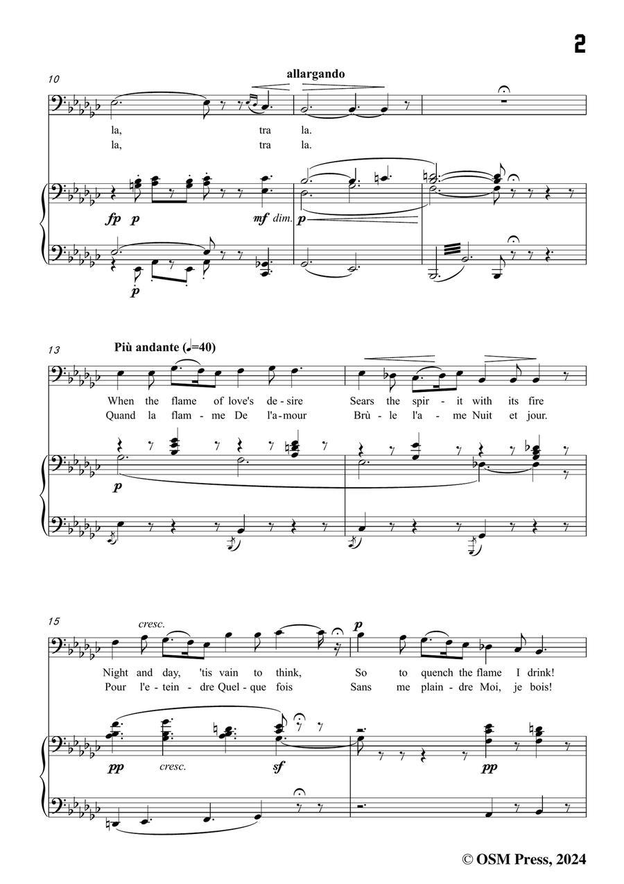Bizet-Quand la flamme de l'amour,in e flat minor Piano, Vocal scores gallery preview page 3