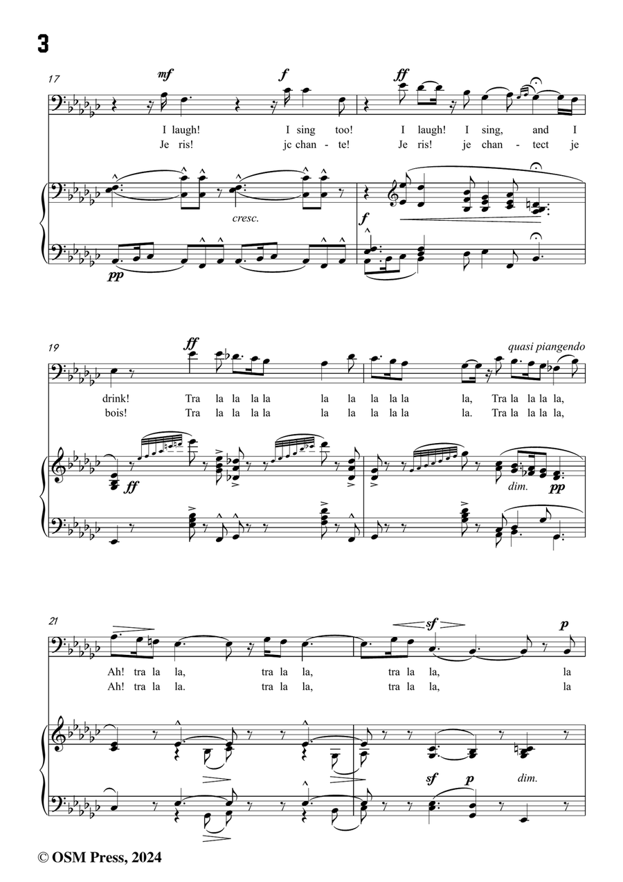 Bizet-Quand la flamme de l'amour,in e flat minor Piano, Vocal scores gallery preview page 4