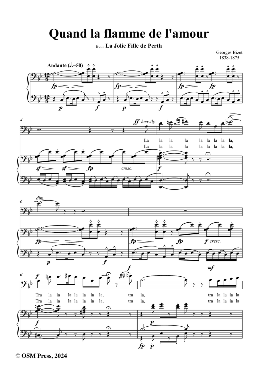 Bizet-Quand la flamme de l'amour,in g minor Piano, Vocal scores gallery preview page 2