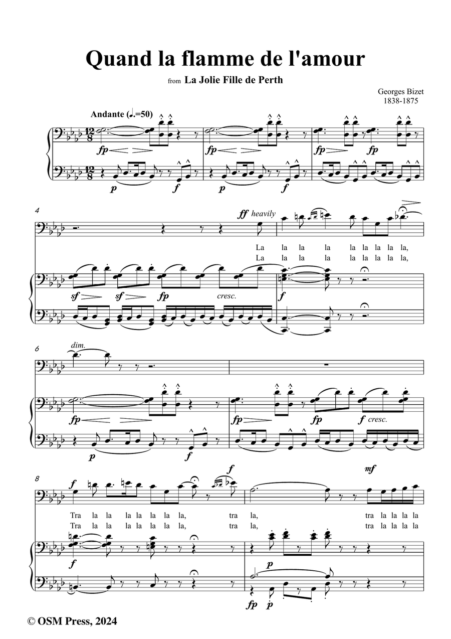 Bizet-Quand la flamme de l'amour,in f minor Piano, Vocal scores gallery preview page 2