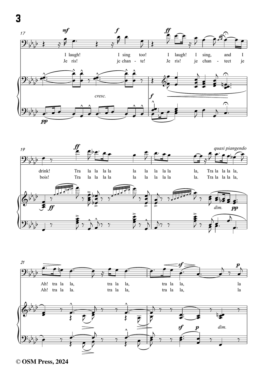Bizet-Quand la flamme de l'amour,in f minor Piano, Vocal scores gallery preview page 4