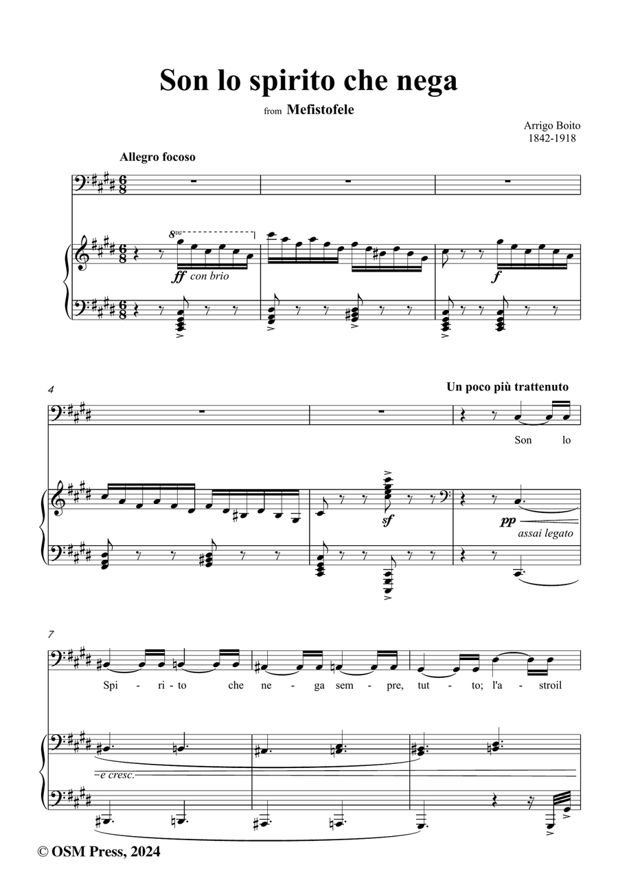 Boito-Son lo spirito che nega,in c sharp minor Piano, Vocal scores gallery preview page 2