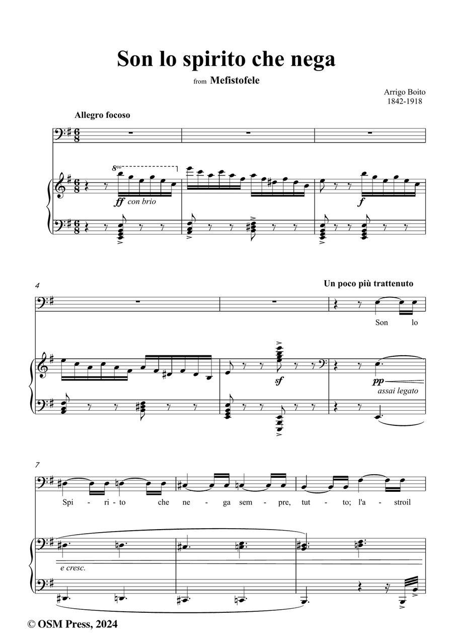 Boito-Son lo spirito che nega,in e minor Piano, Vocal scores gallery preview page 2