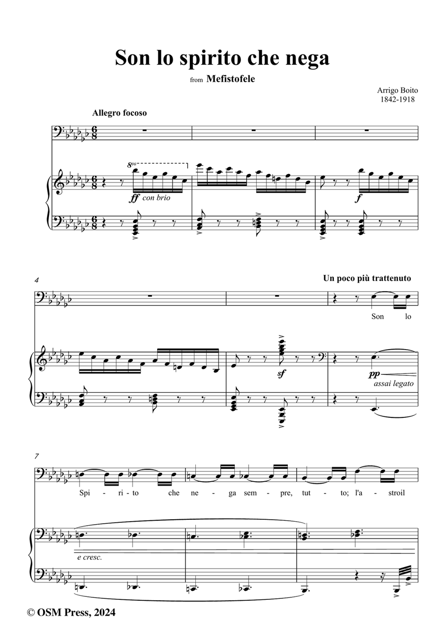 Boito-Son lo spirito che nega,in e flat minor Piano, Vocal scores gallery preview page 2