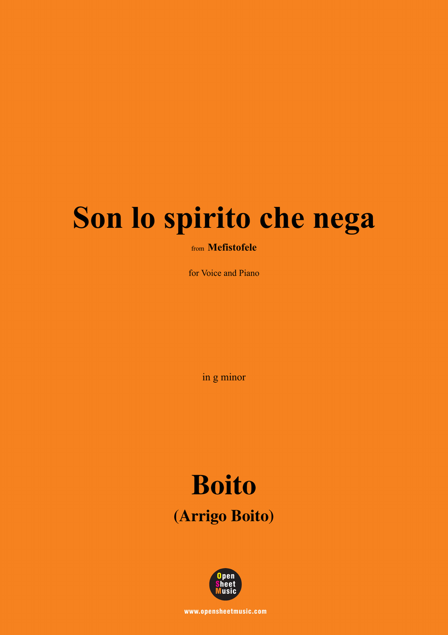 Boito-Son lo spirito che nega,in g minor Piano, Vocal scores gallery preview page 1