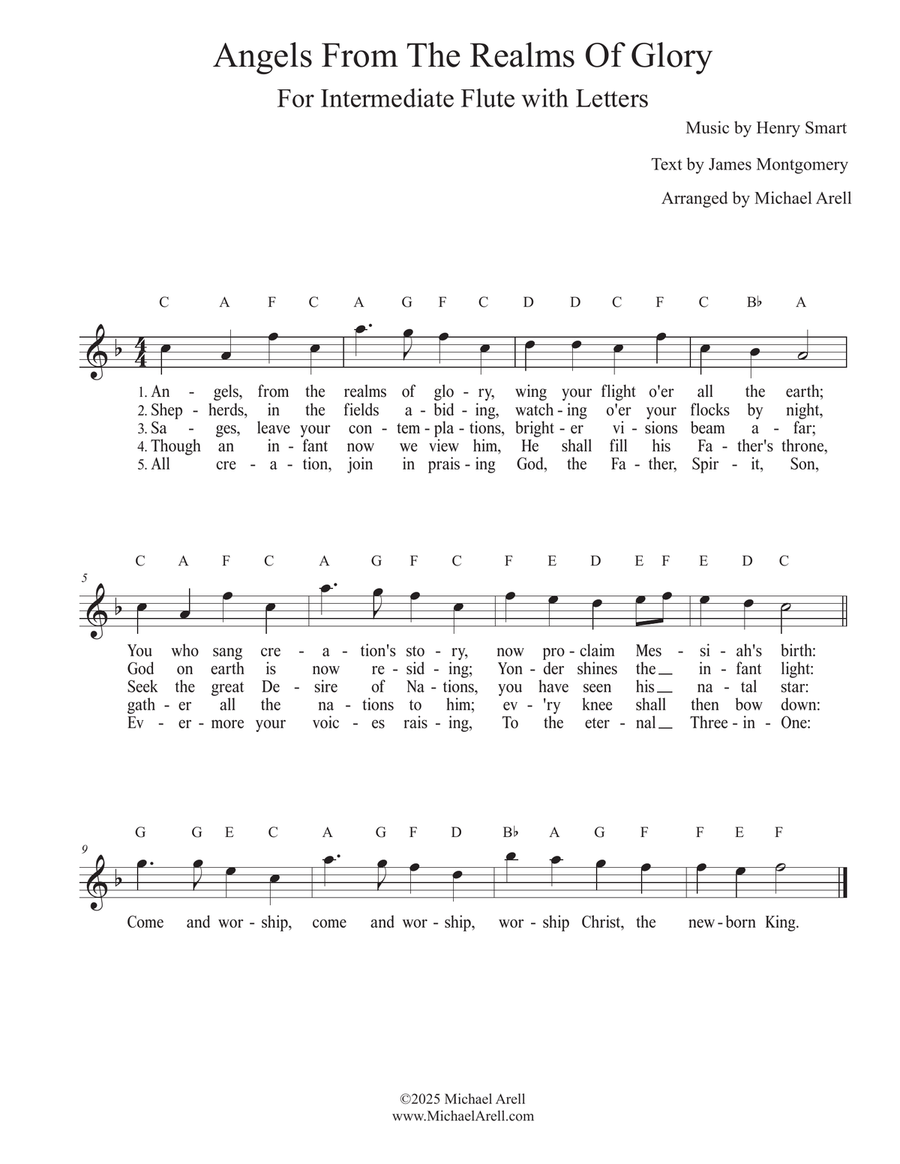 Angels From The Realms Of Glory for Flute Piccolo scores gallery preview page 1