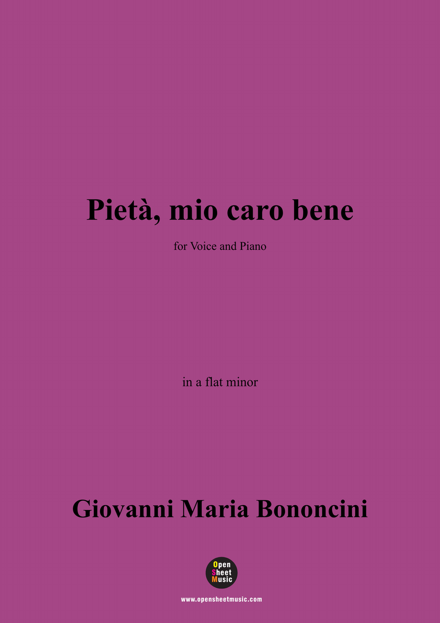 G. M. Bononcini-Pieta,mio caro bene,in a flat minor Piano, Vocal scores gallery preview page 1