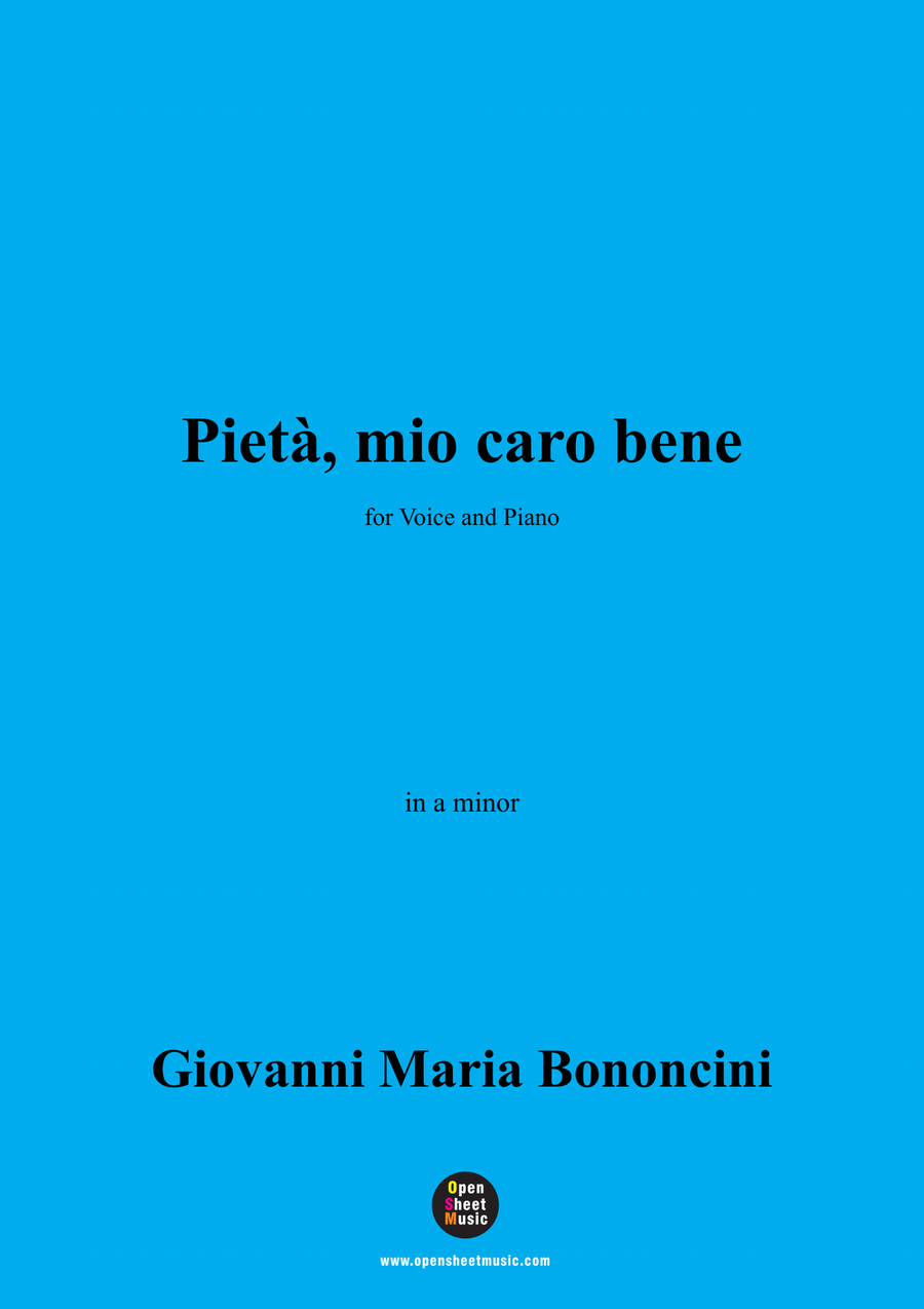 G. M. Bononcini-Pieta,mio caro bene,in a minor Piano, Vocal scores gallery preview page 1