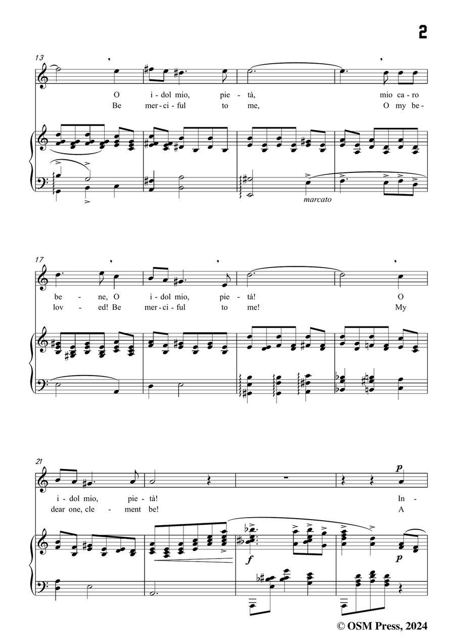 G. M. Bononcini-Pieta,mio caro bene,in a minor Piano, Vocal scores gallery preview page 3