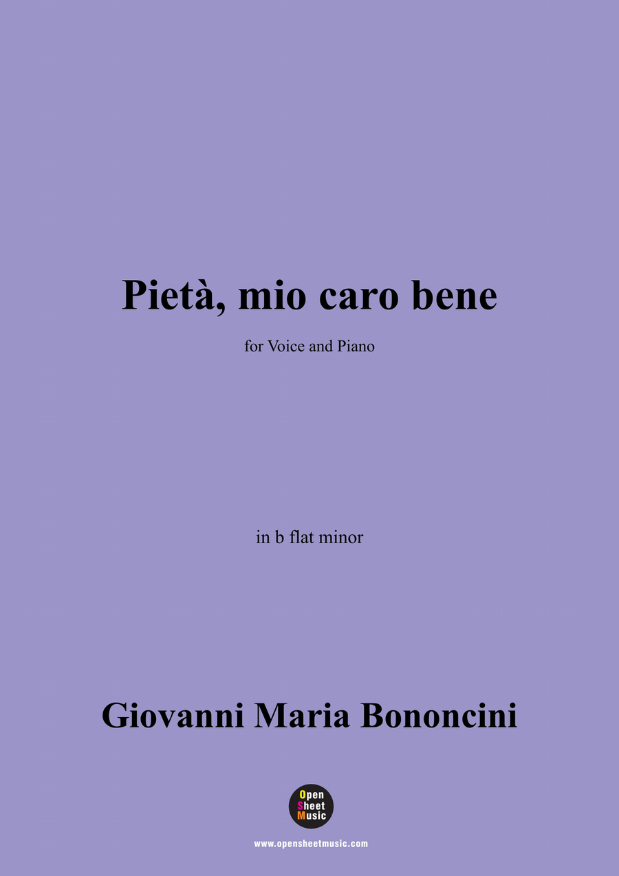 G. M. Bononcini-Pieta,mio caro bene,in b flat minor Piano, Vocal scores gallery preview page 1