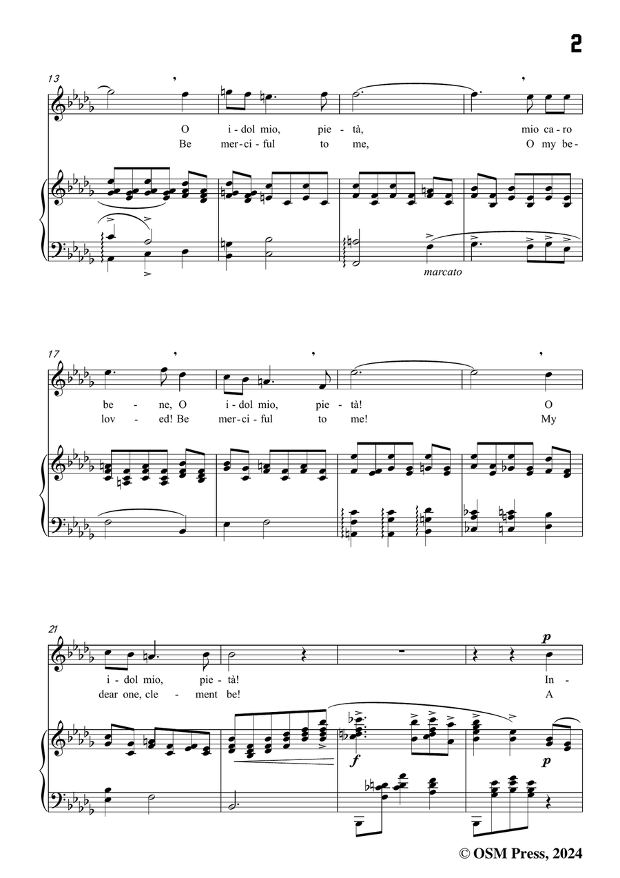 G. M. Bononcini-Pieta,mio caro bene,in b flat minor Piano, Vocal scores gallery preview page 3
