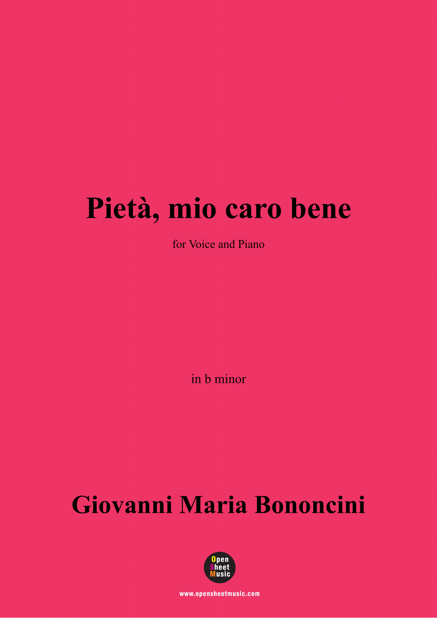 G. M. Bononcini-Pieta,mio caro bene,in b minor Piano, Vocal scores gallery preview page 1