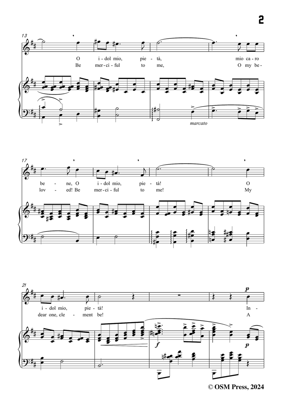 G. M. Bononcini-Pieta,mio caro bene,in b minor Piano, Vocal scores gallery preview page 3